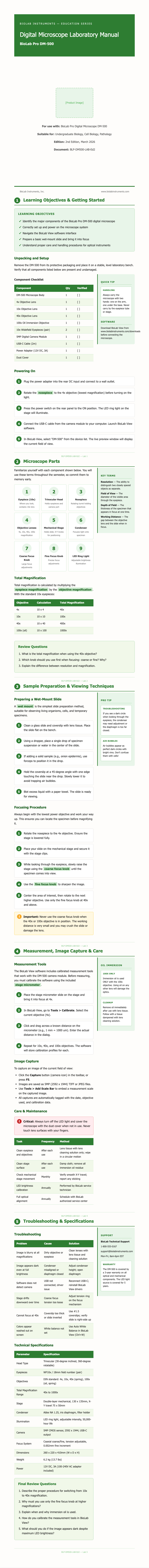 University educational instruction manual